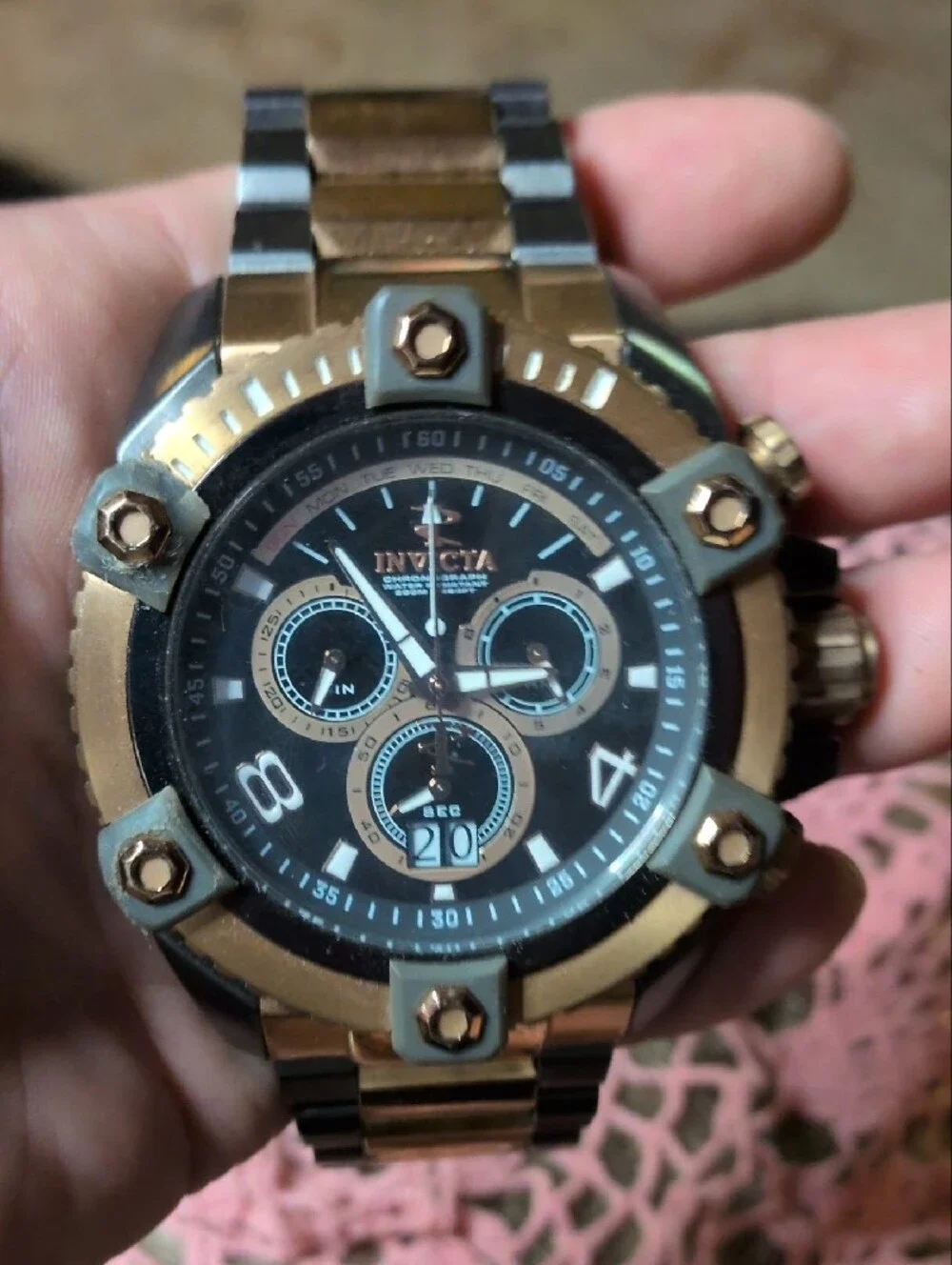 Invicta Black and Gold Men's Sport Chronograph Watch